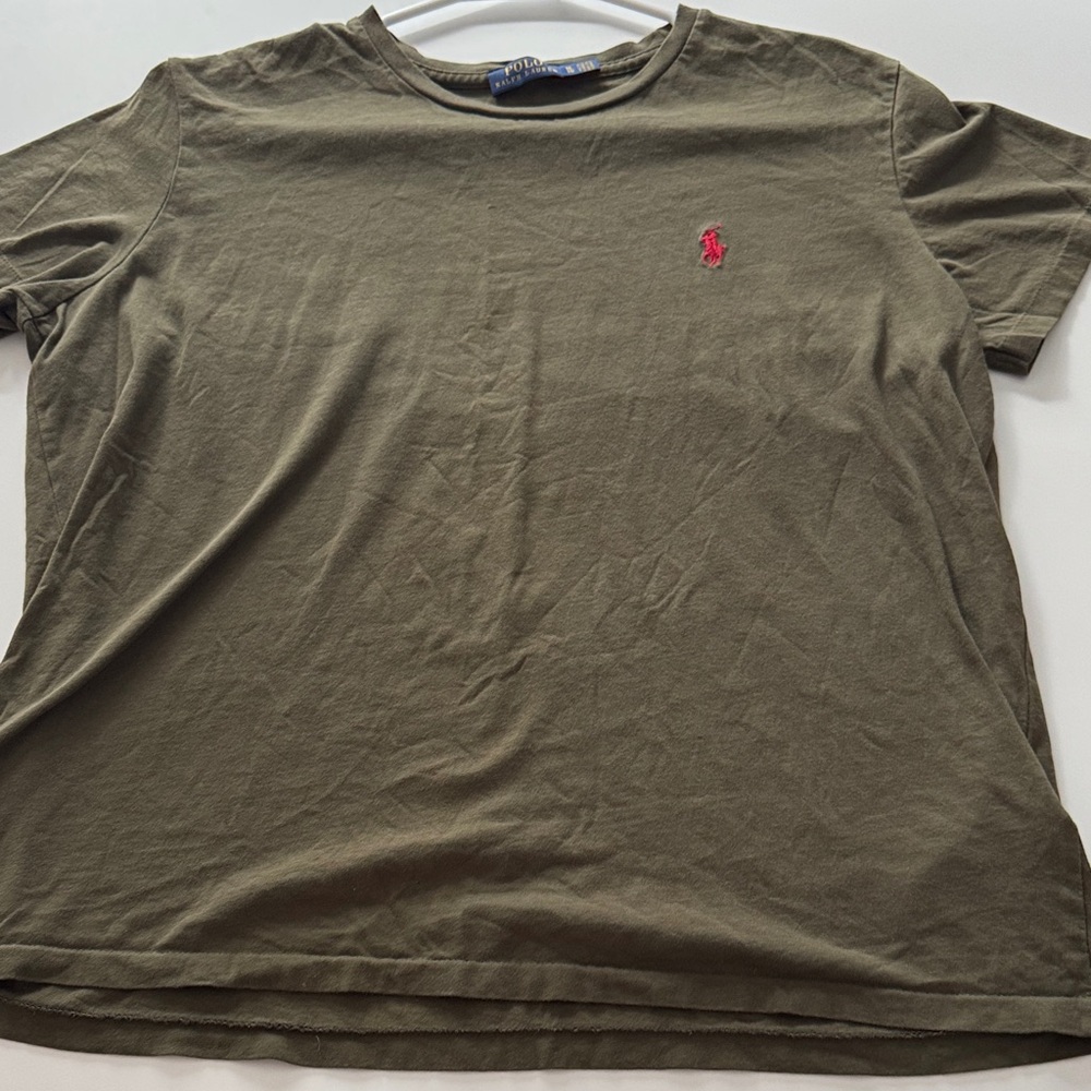 Polo by Ralph Lauren Olive Short Sleeve Crewneck with Pink Pony